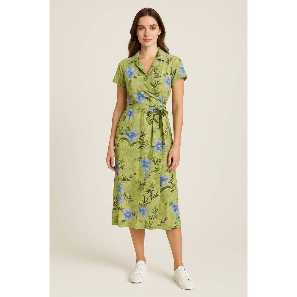 Caribbean Joe Green And Blue Floral Maxi Dress Size L